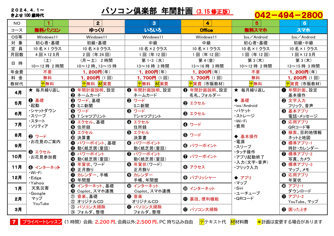 年間計画表